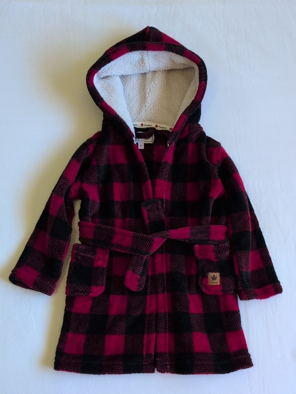 Canadiana Buffalo Check Robe & Fleece Plaid Pants Lot 3T - Picture 10 of 11